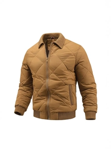 Veste matelassée jaune moutarde pour homme avec col montant et détails en tricot côtelé