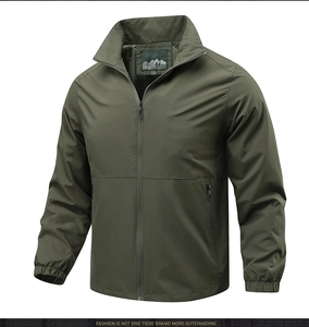 Close-up of military green outdoor jacket featuring standing collar and mesh lining
