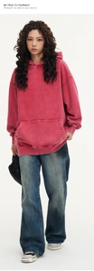 Detailed full view of heavy 425g washed cotton hoodie with vintage street style vibe