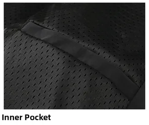 Detail of breathable black mesh lining featuring a functional horizontal inner pocket