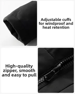 Detail of adjustable cuffs and high-quality metal zipper on black windproof jacket