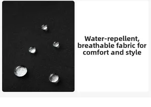 Close-up of waterproof and breathable black synthetic fabric for men's winter jacket