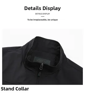 Detail of outdoor fishing vest showing the stand collar and durable metal zipper
