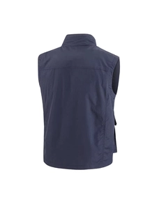 Men's navy multi-pocket fishing vest with quick-dry fabric and outdoor tactical design