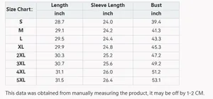 Detailed size chart for women's long sleeve buttoned shirt featuring S to 5XL dimensions