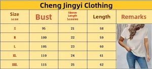 Size chart for women's white hollow knit short sleeve casual shirt in S to XXL sizes