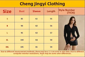 Detailed size chart for women's slim fit long sleeve shirt with bust and length measurements