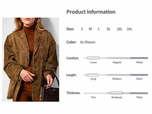 Détails du blazer oversize en daim marron avec revers cranté et poches plaquées