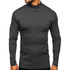 Maglia termica da uomo grigio scuro a maniche lunghe con collo a lupetto, vestibilità slim