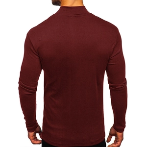 Vista posteriore della maglia termica a dolcevita da uomo in maglia bordeaux scuro