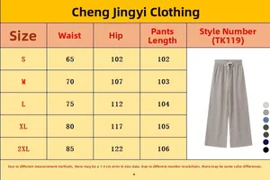 Tableau des tailles pour pantalon large côtelé à taille haute pour femme du S au 2XL