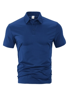 Close-up of polo shirt collar and inner tag showing 100% polyester fabric texture