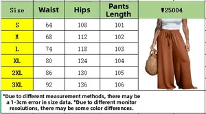 Guida alle taglie dei pantaloni larghi in lino a vita alta da donna dalla S alla 3XL