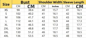 Detailed size chart for women V-neck ruffled denim style shirt ranging from XS to 4XL