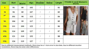 Tabella taglie per tuta corta donna scollo a V con misure da S a 5XL in centimetri