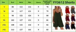 Size chart for women's V-neck romper showing measurements from S to 3XL for ideal fit