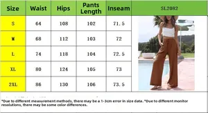 Tabella taglie per pantaloni larghi in lino da donna con coulisse e misure dei fianchi
