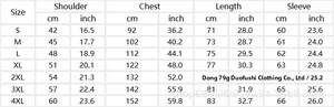 Size chart for men's casual polo shirt with measurements from S to 4XL in cm and inches