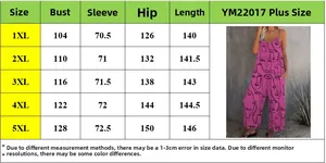 Detaillierte Größentabelle für Plus-Size-Overalls von 1XL bis 5XL mit Maßangaben