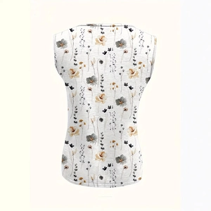 Débardeur femme sans manches à imprimé floral avec boucle en métal en beige et orange