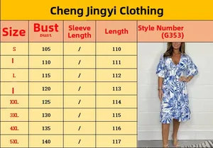 Size chart for floral high waist dress showing measurements from S to 5XL for perfect fit