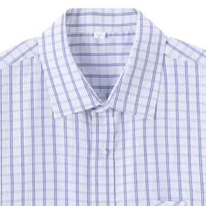 Short sleeve men's plaid shirt in blue and white gingham with US size M tag