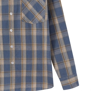 Camicia da uomo a maniche lunghe vintage con motivo a quadri blu e marroni