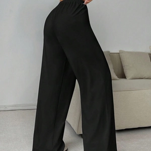 Womens High Waisted Wide Leg Sweatpants Polyester Spandex Loose Fit Straight Leg Casual Drawstring Trousers For Yoga Gym