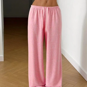 Women's pink lightweight straight-leg sweatpants with drawstring elastic waist