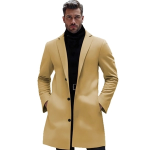 Manteau mi-long en laine pour homme couleur camel avec revers et fermeture classique