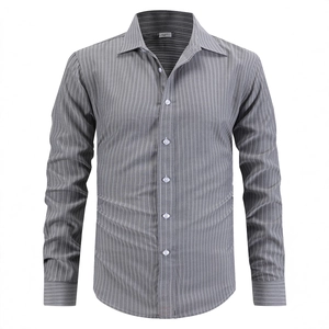 Chemise décontractée à manches longues pour hommes avec rayures grises et noires taille M