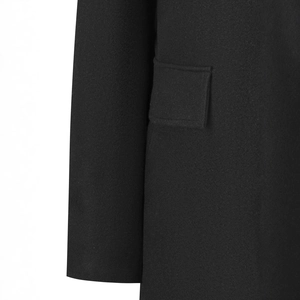 Men's winter grey wool blend coat featuring classic lapel design and durable side flap pockets