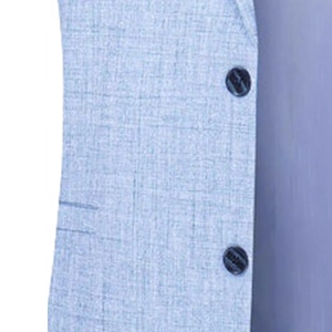 Light blue business casual suit vest with linen texture and black round buttons