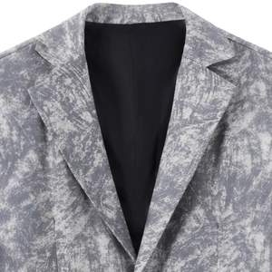 Men's business casual blazer featuring marble grey tie-dye print and classic notch lapels