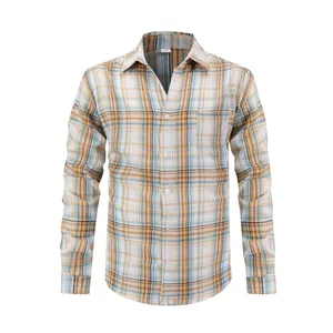 Men Casual Plaid Shirt Long Sleeve Lapel Button Down Top With Chest Pocket For Outdoor Everyday Standard Fit Men Clothes