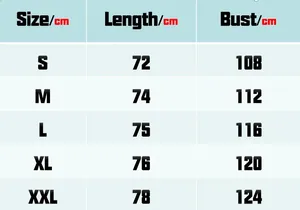 Size chart for men's casual blazer showing length and bust measurements from S to XXL