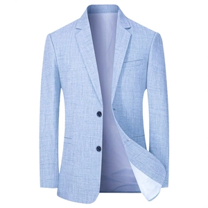 Veste de blazer décontractée bleu clair pour hommes avec design à deux boutons