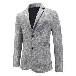 Men's casual blazer with marble print, notch lapel and single-breasted two-button closure