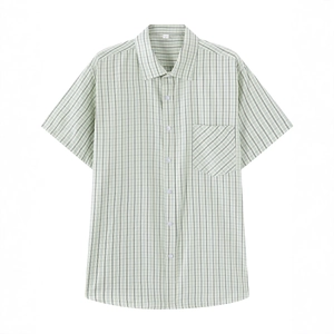 Chemise décontractée à manches courtes pour hommes avec col évasé et poche poitrine