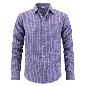 Men Business Casual Plaid Long Sleeve Shirt Plaid Button Down Lapel Top With Pocket For Work Office Daily Wear Regular Fit