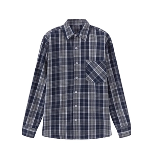 Men Plaid Shirt Long Sleeve Casual Checkered Top With Chest Pocket Regular Fit Polyester Blend Button Down Shirt