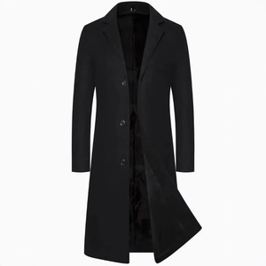 Elegante Trench Lungo da Uomo Slim Fit Monopetto in Poliestere Mercerizzato Soprabito Business Casual per Primavera Autunno