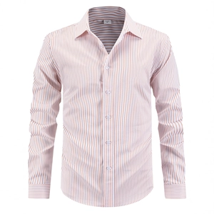 Chemise à Rayures à Manches Longues pour Hommes Sans Repassage Mélange Polyester Rayonne Business Décontracté Top Slim Fit Chemise pour Bureau Quotidien