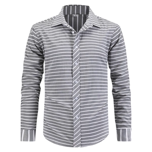 Men Business Casual Striped Shirt Long Sleeve Polyester Rayon Blend Lapel Button Down Top For Men Office Daily Wear