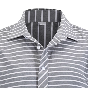 Men's business casual long sleeve striped shirt with button-down collar detail