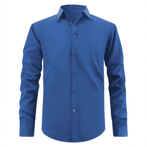 Slim fit dark blue long sleeve business shirt for men with classic collar
