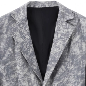Men's business casual blazer with grey textured marble print and classic peak lapel