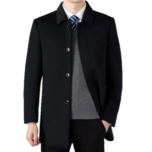 Manteau en laine pour hommes style business décontracté avec col à revers et boutons