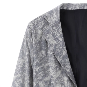 Men's marble print business casual blazer with notch lapel and grey textured fabric detail