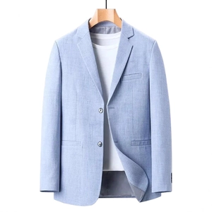 Herren Business Casual Leinenmischung Sakko Slim Fit Reverskragen Leicht Atmungsaktiv Anzugjacke Für Sommer Büro Einfarbig Oberbekleidung